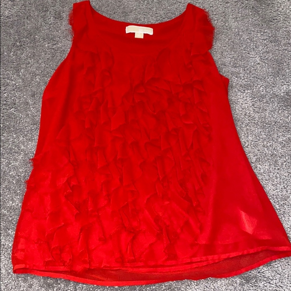 Michael Kors Red Ruffle Tank Top